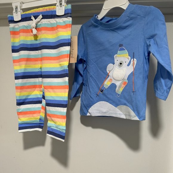 FIRST IMPRESSIONS UNISEX PASSION BLUE SKI BEAR & JOGGER 2-PC SET 12-MONTHS - Picture 1 of 10